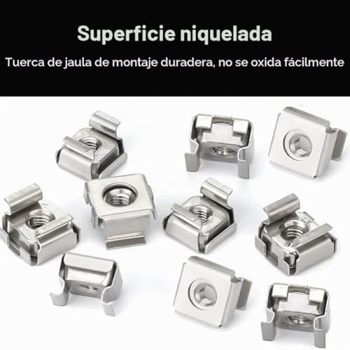Miniatura 4 de Tuercas Enjauladas, Tuercas De Jaula, Jaula Tuerca, Tuercas Para Rack Se Puede Utilizar Para Instalar Servidores, Conmutadores, Enrutadores Y Otros Equipos De Red, Electrónicos Y De Datos, 30 Piezas