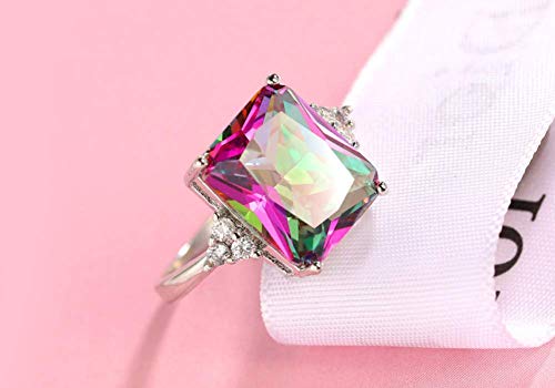 Hengsun 925 Silver Colorful Zircon Women's Ring Fashion Trend Purple Crystal Stone Female Ring Temperament High-End Purple Zircon Women's Ring (Us9) #TOP4