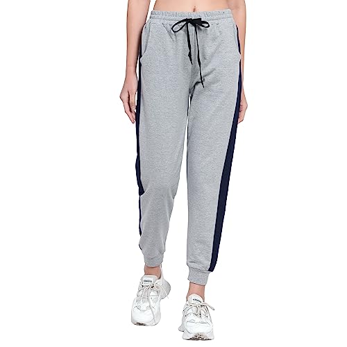 Image of BLUE STAR SHARK Women's Cotton Loopknit Track Pants | Comfortable Lounge Pants for Summer | Casual Pyjamas, Nightwear, Gym, Yoga, Sports, Running | Relaxed Fit Everyday Comfort