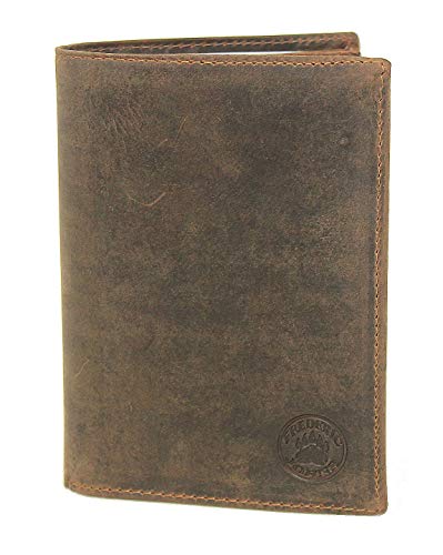 Preisvergleich Produktbild Frédéric Johns - Große Leder Brieftasche mit RFID - Extra 24 Kartenfächer - Reisepass - Geldbeutel - Echt Leder - Ausweishülle - (Braun 1)