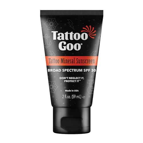 Tattoo Goo Zinc Oxide Mineral Sunscreen SPF 30 – Broad Spectrum UVA/UVB Protection, Tattoo Fade...