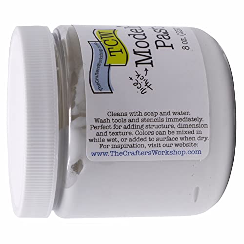 The Crafters Workshop Modeling Paste Medium, Surface Prep and Dimension Additive, Texture for Canvas, Paper, Wood or Paints, Provides Depth for Acrylic or Oils, Modeling Paste, 8-oz, White