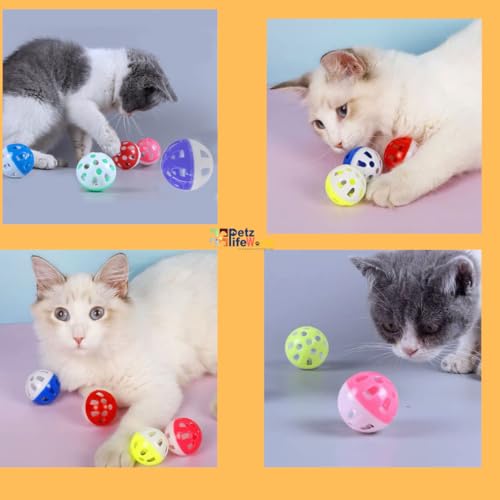 Image of VAYINATO Big Lattice Cat Balls with Bell - Wiggly Jingle, Rattle, and Vibrant Colors for Interactive Play (Pack of 3) by Petzlifeworld