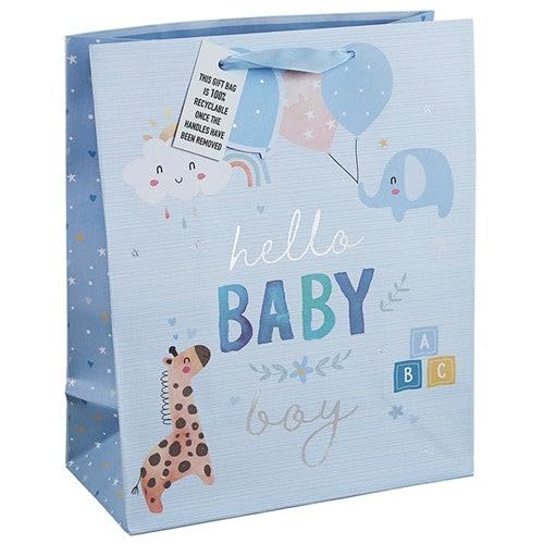 EurowrapEurowrap Hello Baby Boy Giraffe Gift Bag, X-Large, Blue