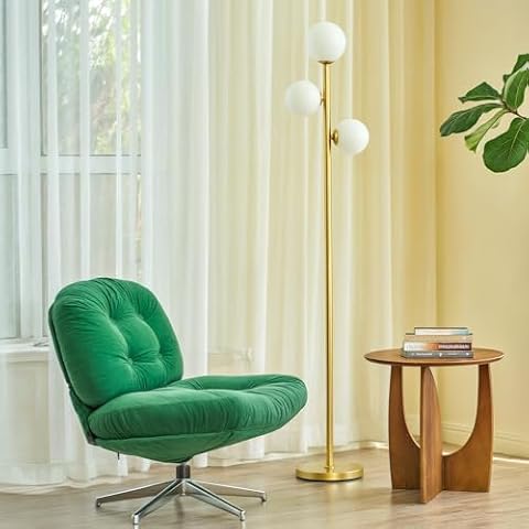 VONLUCE Mid Century Modern Floor Lamp for Living Room 65", 3 Globe Lights Standing Lamp with LED Bulbs & Frosted Shades, Dimmable Gold Floor Lamp, Contemporary Tall Pole Lamp for Bedroom Office Cover