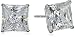 10K White Gold Swarovski Zirconia Princess Cut Stud Earrings (3 cttw)