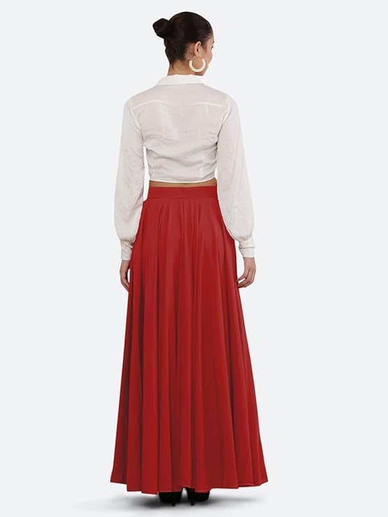 Image of JYESHTA Women's American Crepe Flared A Line Stitched Long Skirt with 12 Mtr Flare 40 in Height | Skirts for Women Long Length | Long Skirts for Girls
