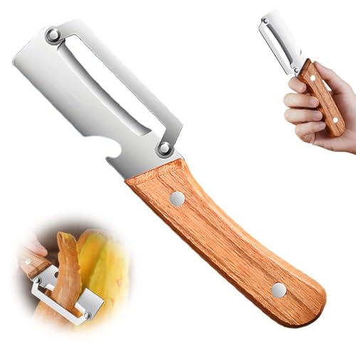 Multi-Functional Vegetable Peeler for Kitchen, 2026 New Stainless Steel Peeler with Wooden Handle and Bottle Opener, Kitchen Tool for Fruit Veggie Pumpkin, Gifts for Mom (1PC)