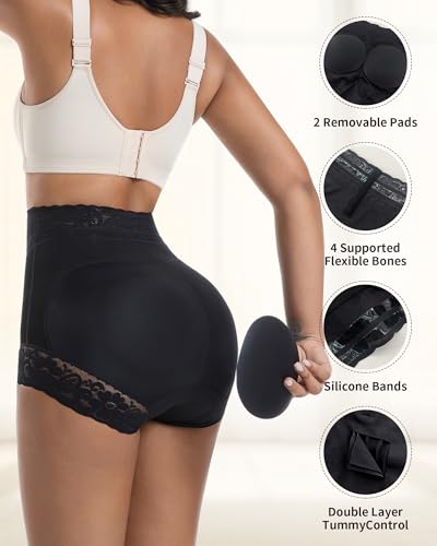 Image of Padded Underwear Butt Lifting Panties Butt Lifter Built-In Fake Butt Pads Tummy Control Shapewear for Women