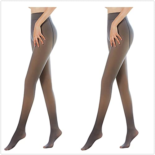 2 Stücke Damen Makellose Beine Gefälschte Durchscheinende Warme Fleece Thermo Strumpfhose Abnehmen Dehnbare Leggings Hose Strumpfhose Gefüttert (Schwarz-A, 220) Cover