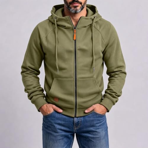 Mens Full Zip Hoodie Drawstring Kangaroo Pockets Casual Travel Sweatshirt - image 2