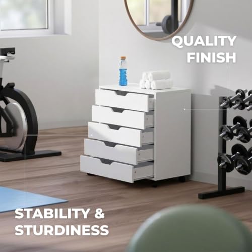 Image of Winsome 10519 Halifax 5-Drawer Composite Wood Cabinet, White