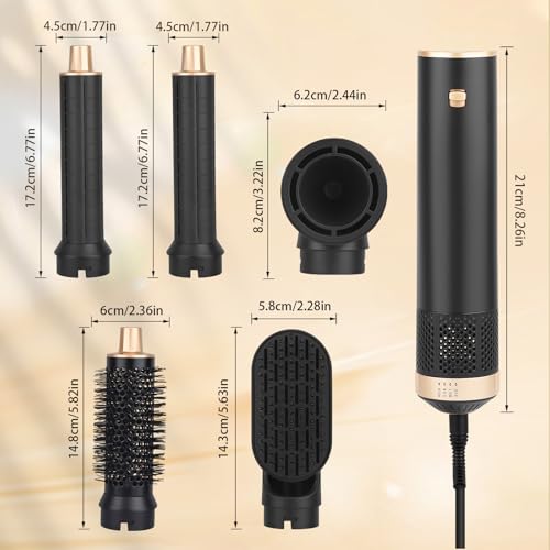 5 in 1 Air Styler, Magic Styler, Multi Use Ionic Hair Dryer Brush with Curl, Straighten, Volumise, Smooth and Hairdryer Brushes for Styling, Black Hot Air Stylers - Image 4