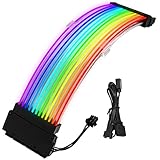 Power Supply Sleeved Cable, Pccooler Customization 24 Pin ATX RGB Cable Extension Kit 18AWG, 5V 3Pin...