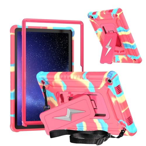 Samsung Galaxy Tab A11 Plus 11.0 SM-X236(�J���[:�J���t���[�W��&���[�Y���b�h)�p�̃W�F�l���b�N�݊���������A�V�����_�[�X�g���b�v�t���̃n�[�h�o�b�N�n�[�h�V���R���t���P�[�X�B