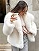 Kissonic Women Faux Fur Coat Long Sleeve Lapel Open Front Shaggy Furry Jacket Warm Fluffy Short Outwear(White-L)