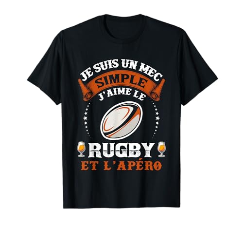 J'aime Le Rugby et L'apéro Idée Originale Rugbyman Humour T-Shirt