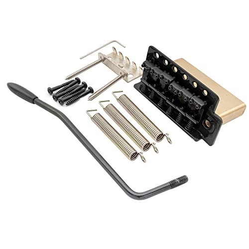 Musiclily Pro 52.5mm Vintage 6-Screw Tremolo Bridge 36mm Solid Brass Block for Squier Strat Style Electric Guitar, Black