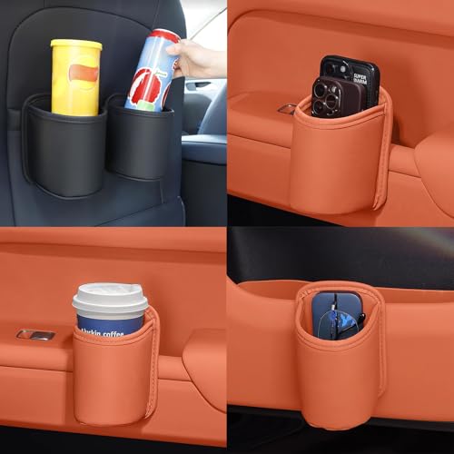 Organizador portavasos para auto de cuero PU con clip anti-caída miniatura 4