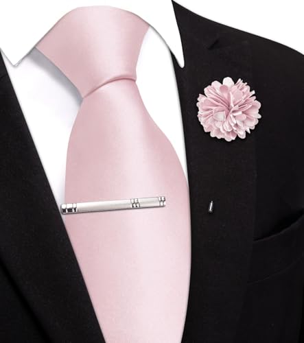 Image of Hi-Tie Pretied Boys Ties Solid Color Kids Adjustable Necktie Lapel Pin Clip Set Age 8-12 Wedding School Graduation
