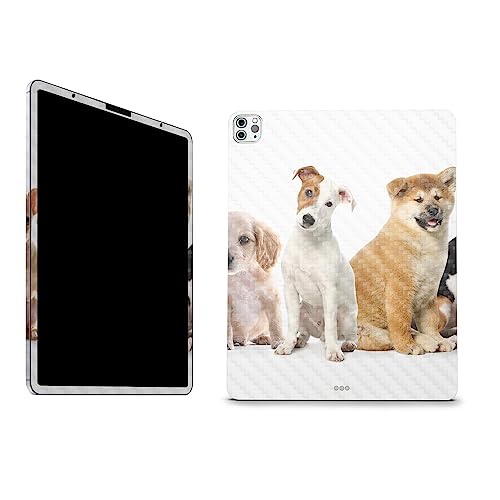 Image of MightySkins Carbon Fiber Skin Compatible with Apple iPad Pro 12.9 inch M2 6th Gen (2022) Full Wrap Kit - Puppy Posse | Protective, Durable Textured Carbon Fiber Finish | Easy to Apply | Made in The USA