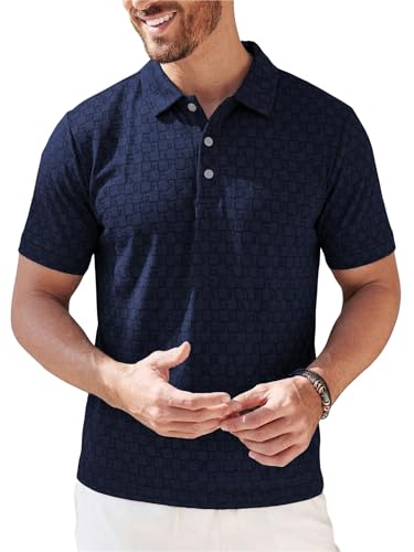 Image of TAGDO Men's Cotton Premium Casual Jacquard Fabric Polo T Shirt for Man | Collar | Half Sleeve | Comfortable Fit with Modern Style | Trendy Look (2067)