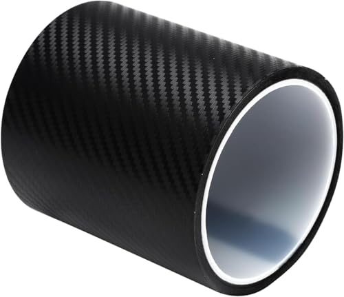 UOCAI Pellicola per Auto Nero, 10 cm * 3 m Pellicola in Fibra di Carbonio, Pellicola Protettiva per Auto, Pellicola Adesiva Decorativa in Carbonio per Auto, Protezione per Soglie delle Porte