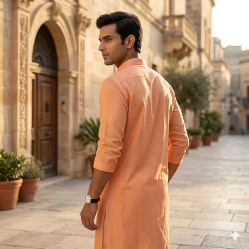 Image of Multi Colored Cotton Plain Men's Ethnic Kurta Only
