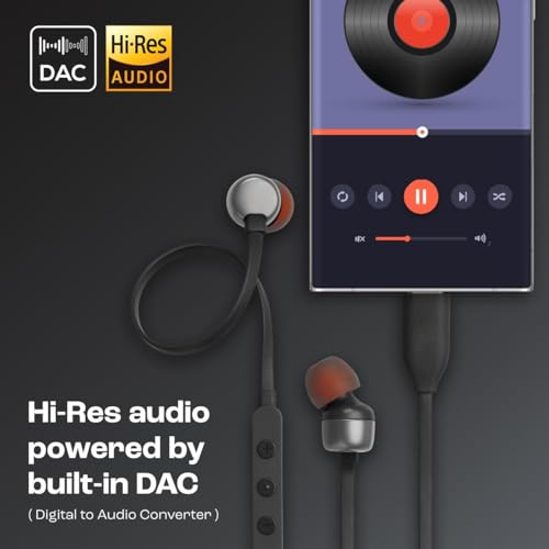 Image of Original Type C Earphones for JBL Tune 310 C Wired Type-C Earbuds with Clear Audio, Powerful Bass, Durable Cable Build (Black)