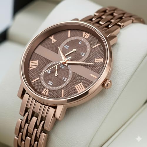 Image of STYLEDOSE Women's Luxury Black Analog Watch - Rose Gold Roman Numerals with Stylish Metal Chain Strap Wrist Watches for Women's & Girls&Miss&Ladies
