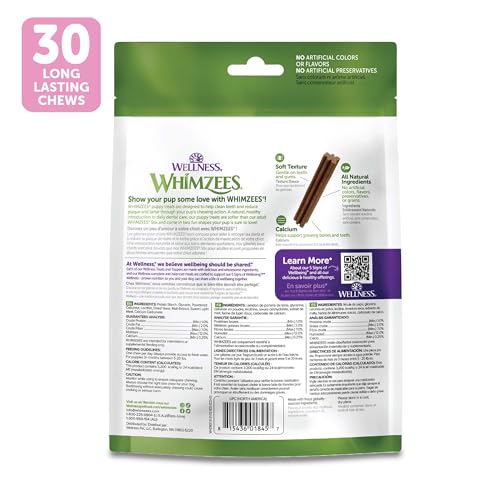 WHIMZEES Wellness Puppy Dog Dental Treats, Natural Chews, Extra Small & Small Size Stick, (30 Count)