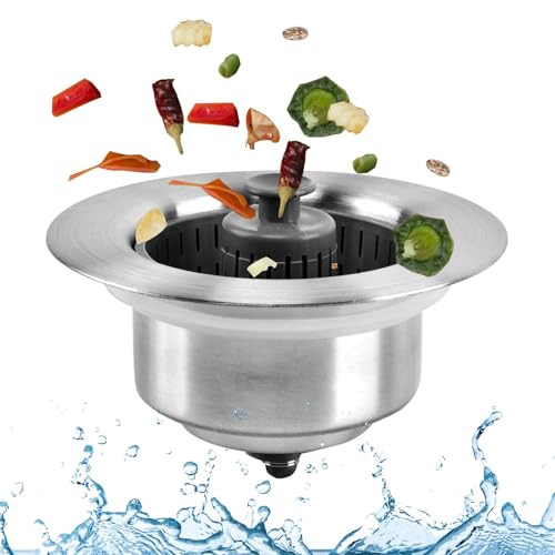 3 in 1 Kitchen Sink Drain Strainer, with an Extra Basket Strainer Stainless Steel Sink Strainer Bounce Core Replacement Part(Silver)