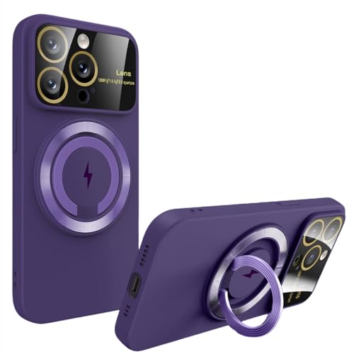 Coque iPhone 15 Pro Max violette avec support magnétique grand angle Enilsa