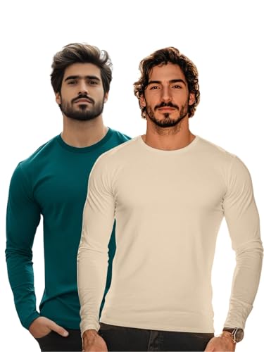 Image of Veirdo Pure Cotton Round Neck Regular Fit Solid Full Sleeve T-Shirt Combo for Men & Boys (Pack of 2 Available in Size S to 2XL)