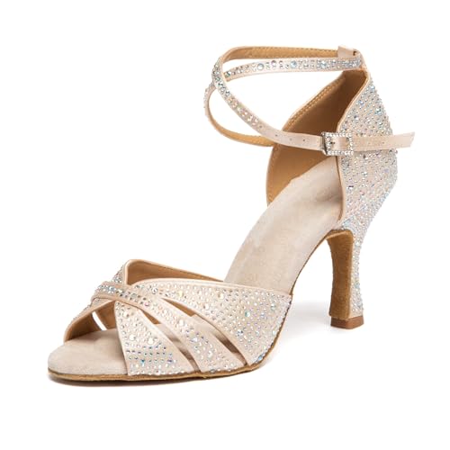 Chaussures de Danse Latine Femme Strass Scintillants Idéales pour Vos Soirées Tango et Gala