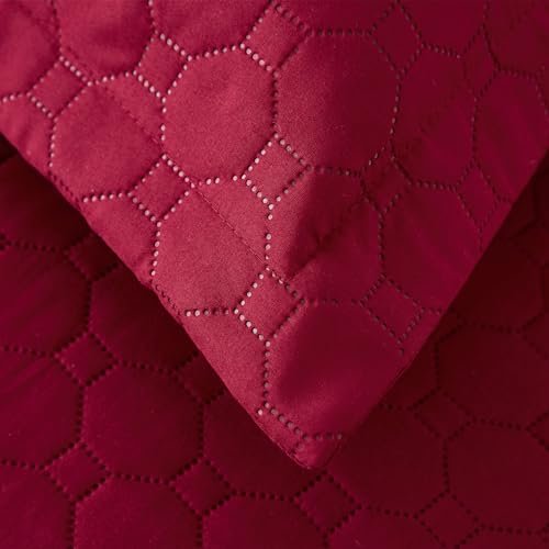 Image of Hailea 3 Piece Burgundy Daybed Cover Twin Size Cozy Daybed Sets Bedding Double Sided Quilting Cover Set Geometric Print Bedspread Coverlet All Season for Twin Bed with 2 Standard Shams,39 inchx75 inch
