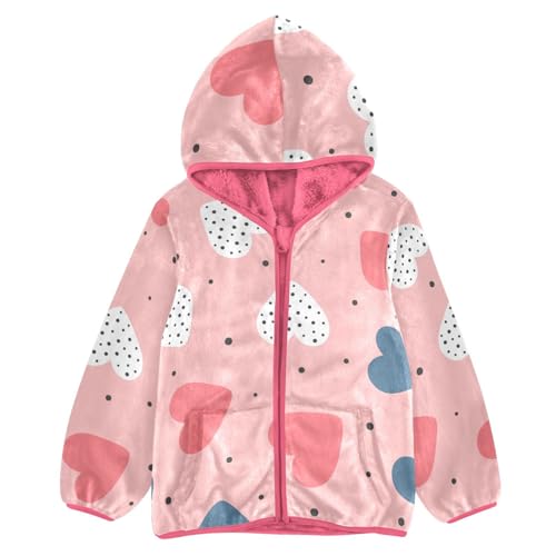 OTVEE Valentine Colorful Heart Kids Hoodie Jacket Fall Spring Full Zip Warm Outwear Coat