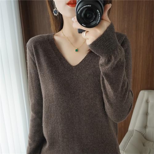 Cashmere Sweaters for Women Fall Oversized Casual Cozy V Neck Pullover Tops - image 2