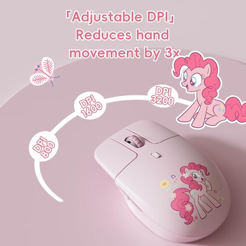 Image of My Little Pony Silent Wireless Mouse - M03 Innovative Floating Button Design, Quiet Clicks, 3 Adjustable DPI (800 /1600 /3200), Dual-Mode (2.4GHz /Bluetooth), Ergonomic for Mac /Windows (Pink)