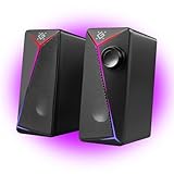 Defender J5 PC Lautsprecher 2.0 – Stereo Computer Speaker mit LED Beleuchtung, 6W RMS Desktop Lautsprecher, USB Powered, 3,5 mm Klinke, für PC, Laptop, Gaming Setup und Home Office