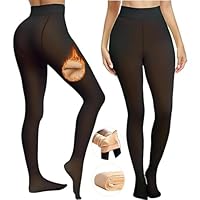 INNER ENRICH Trending Thick Fleece Leggings for Women/Girl (Black/Skin) | Winter Wear Super Warm Fake Translucent Woolen Fur Stockings | Thigh High Cute Lined Sheer Thermal Jegging Tights