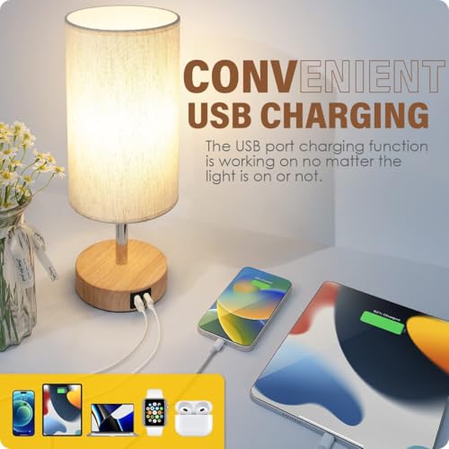 image for Yarra-Decor Bedside Table Lamp with USB Port - Touch Control for Bedro