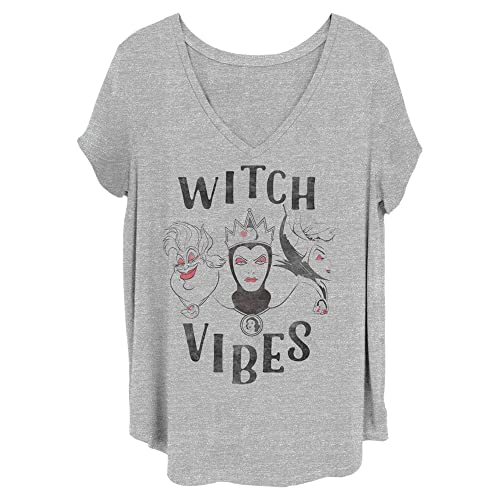 T-shirt Disney Princesses Witch Vibes gris manches courtes grande taille femme 3X