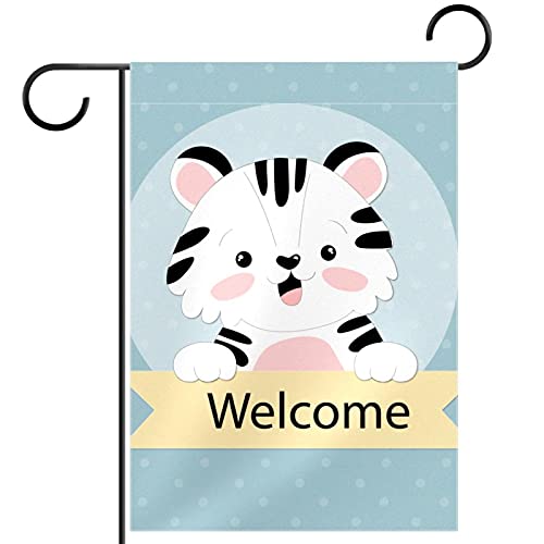 Drapeau de bienvenue tigre pour décorer une allée de jardin en toutes saisons