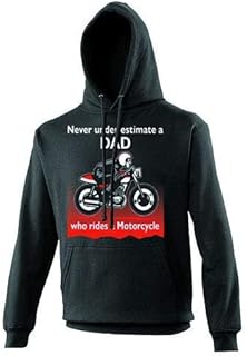 Never under estimate a Dad who rides a motorcycle black hoodie with pouch