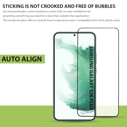 Image of LIRAMARK Easy Fit 9H Anti-Smudge Tempered Glass Screen protector compatible with Samsung Galaxy S26 Plus 5G .Screen Guard with auto align Installation Kit for Samsung Galaxy S26 Plus 5G