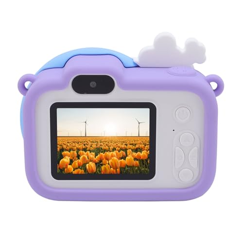 デジタルカメラ、1080Pデュアルレンズオートフォーカスコンパクト小型カメラ、音楽再生、ゲーム、さまざまなフィルター、漫画フォトフレーム付き (紫)