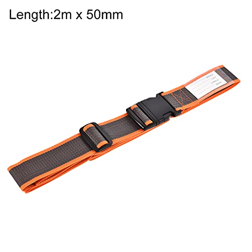Image of uxcell Luggage Strap Suitcase Belt with Buckle Label, 2x78 2Mx5cm Adjustable PP Travel Bag Packing Accessory, Orange Gray