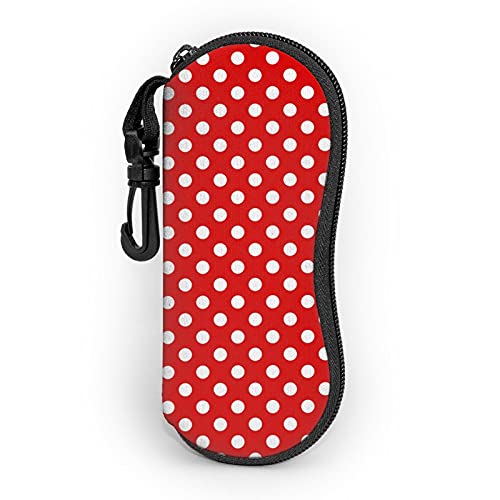 Vunko White And Red Polka Dot Glasses Case Cover Soft Sunglasses Case Portable Travel Eyeglass Case Pouch With Belt Clip For Women Men #TOP26