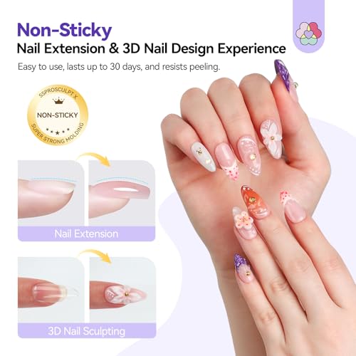 Image of SAVILAND Pro Solid Builder Nail Gel for Nails with 30 g Rhinestone Glue Gel: 30 Days Long Lasting Clear 3D Nail Gel for Nail Extension Nail Art Salon